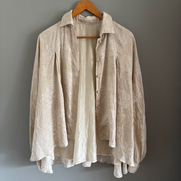 Ecru Linen + Silk Flouncy Blouse - Picture 11 of 11